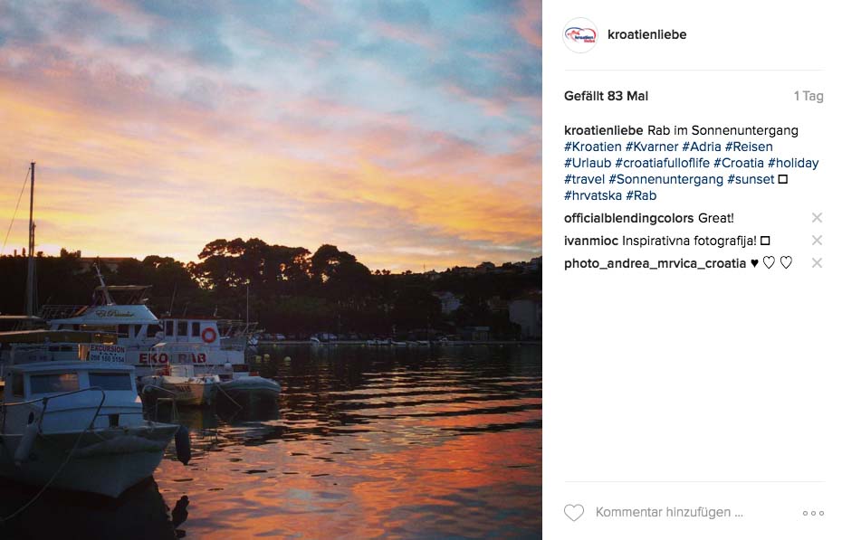 Kroatien-Reise bei Instagram
