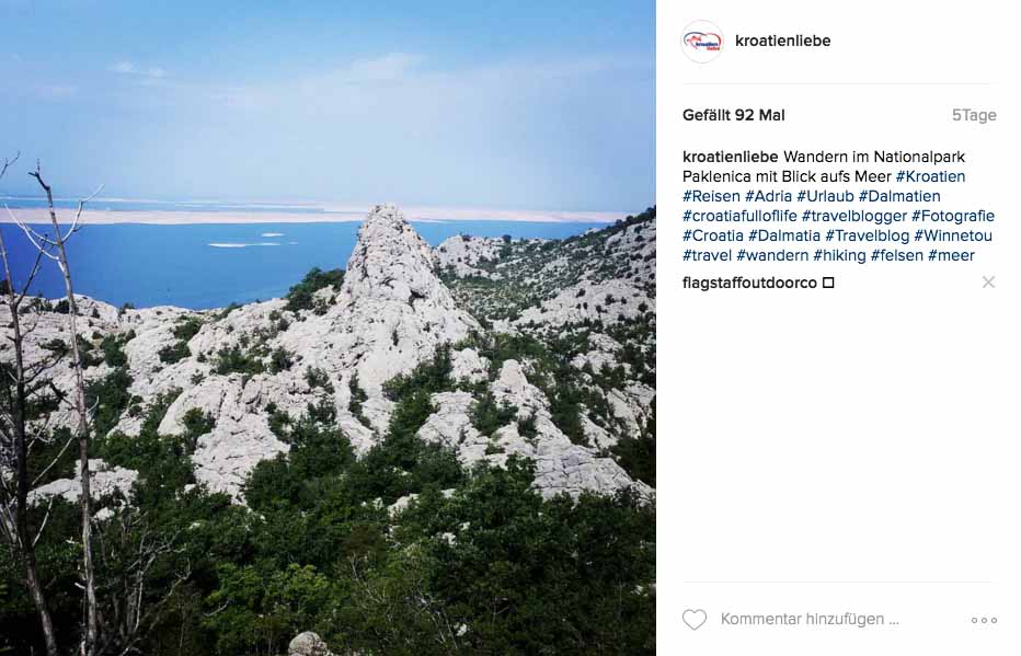 Kroatien-Liebe bei Instagram