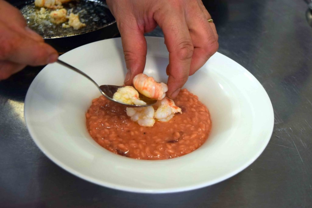 Scampi-Risotto im Restaurant Stancija Kovacici