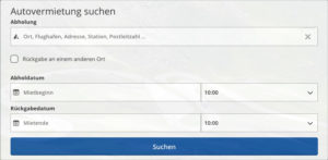 Suchmaschine von Billigemietwagen.at