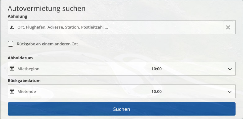 Suchmaschine von Billigemietwagen.at